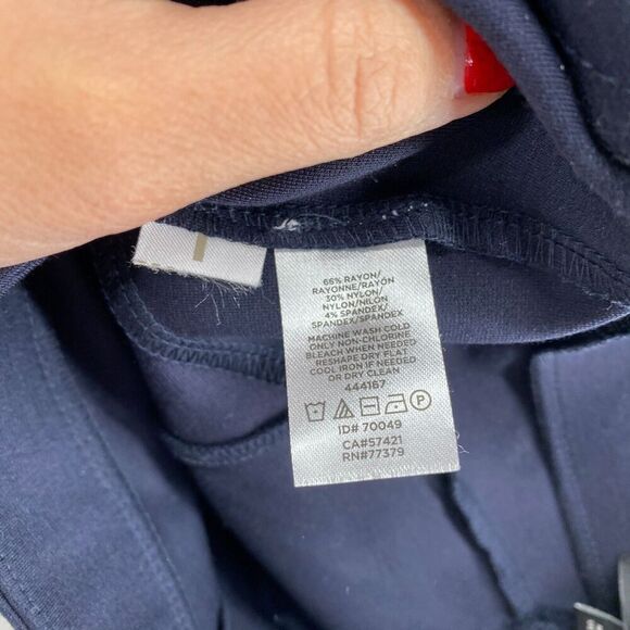 Ann Taylor Skirt Women 2 Blue Midi Straight Zipper Mid Rise Rayon Casual Solid - Picture 8 of 9